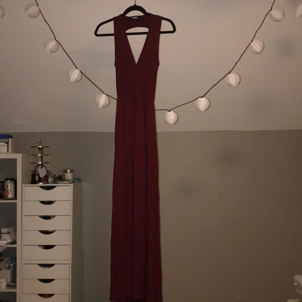 Lulus Maxi V-Neck Dress with Thigh-high slit